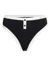 Karl Lagerfeld Monochrome High-waist Bikini Bottoms In Black