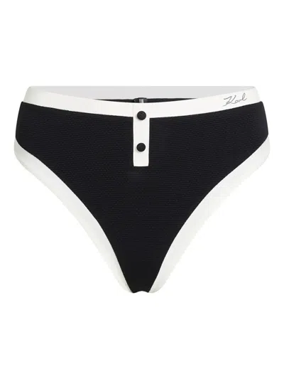 KARL LAGERFELD CONTRASTING-TRIM BIKINI BOTTOMS