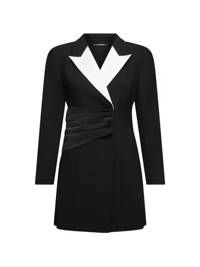 Karl Lagerfeld Contrast-lapel Blazer Dress In Black