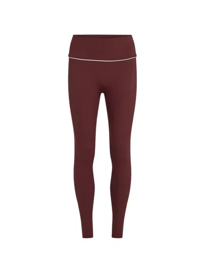 Karl Lagerfeld Contrast-piping Athleisure Leggings In Burgundy
