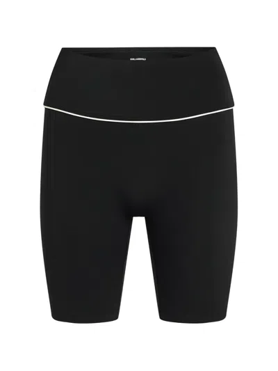 Karl Lagerfeld Contrast-piping Shorts In Black