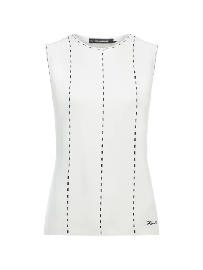 Karl Lagerfeld Contrast-stitch Top In White