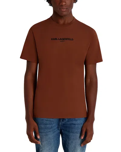 Karl Lagerfeld Core Logo Tee In Brown