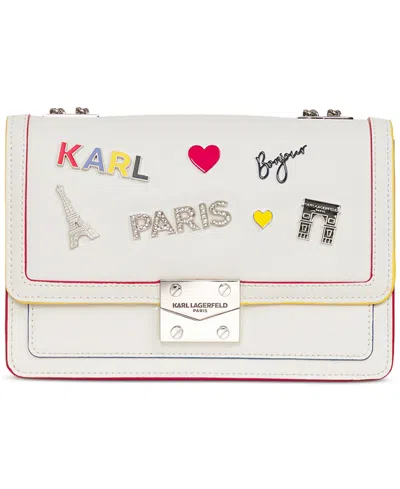 Karl Lagerfeld Corinne Leather Shoulder Bag In White