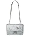 Karl Lagerfeld Corinne Medium Leather Shoulder Bag In Silver