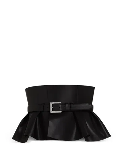 Karl Lagerfeld Ceinture Peplum En Cuir Avec Corset In Black