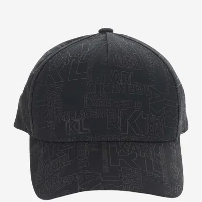Karl Lagerfeld Cotton Blend Baseball Cap With Logo In Black