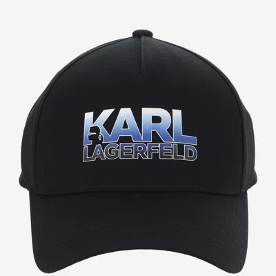 Karl Lagerfeld Cotton Blend Baseball Cap With Logo In Black