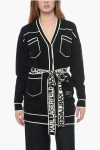 Karl Lagerfeld Cotton And Wool Blend Long Cardigan