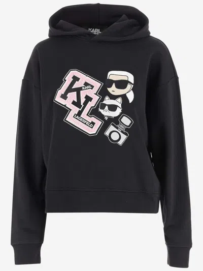 Karl Lagerfeld Cotton Blend Sweatshirt With Logo In Black
