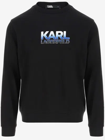 Karl Lagerfeld Cotton Blend Sweatshirt With Logo In Black