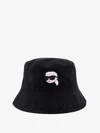 Karl Lagerfeld Cotton Bucket Hat With Iconic Patch In Blue
