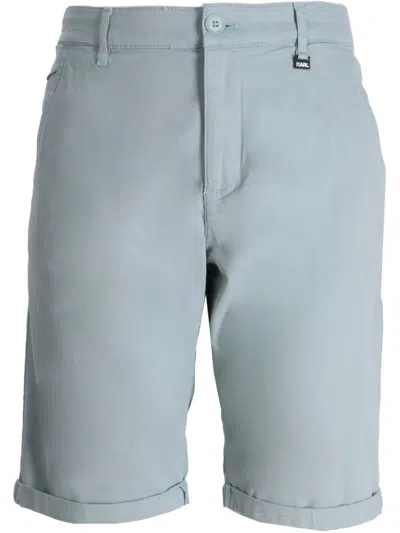 Karl Lagerfeld Cotton Chino Shorts In Blue