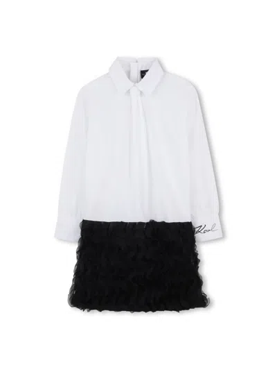 Karl Lagerfeld Cotton Dress For Girls In White