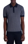 Karl Lagerfeld Cotton Knit Polo Sweater In Navy