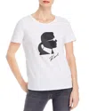 Karl Lagerfeld Cotton Silhouette Tee In Soft White