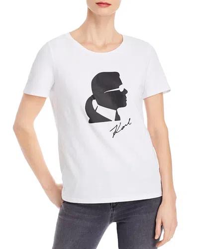 Karl Lagerfeld Cotton Silhouette Tee In Soft White