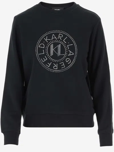 Karl Lagerfeld Cotton Sweatshirt With Logo In Black