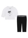 Karl Lagerfeld Cotton T-shirt And Leggings Set In White