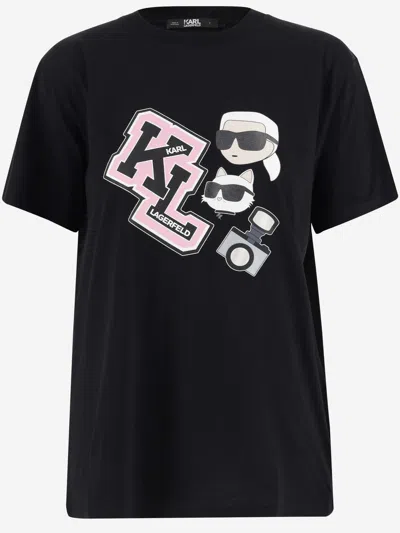Karl Lagerfeld Cotton T-shirt With Logo In Black