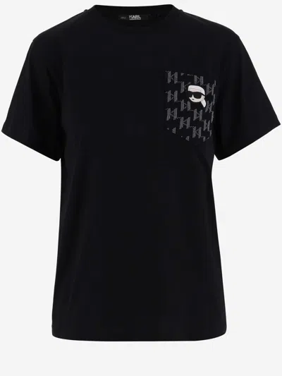 Karl Lagerfeld Cotton T-shirt With Logo In Black