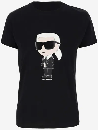 Karl Lagerfeld Cotton T-shirt With Logo In Black