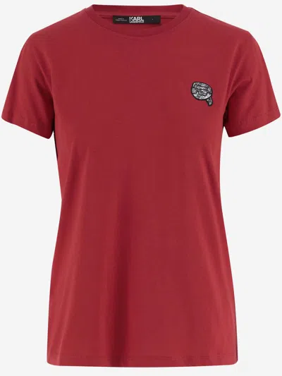 Karl Lagerfeld Cotton T-shirt With Logo In Red