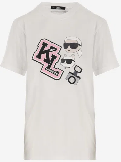KARL LAGERFELD COTTON T-SHIRT WITH LOGO