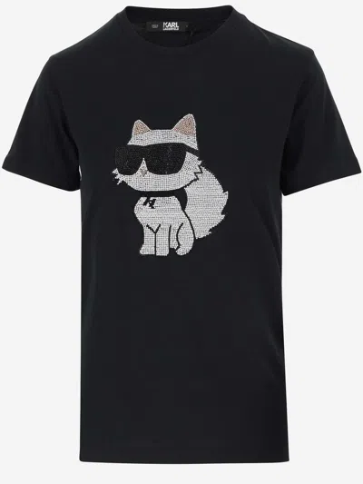 KARL LAGERFELD COTTON T-SHIRT WITH PRINT