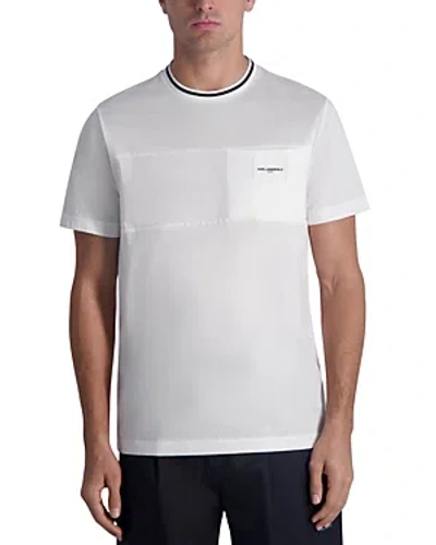 Karl Lagerfeld Cotton Tipped Pocket Tee In White