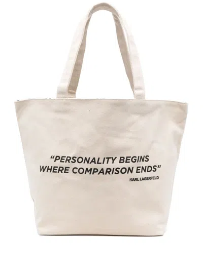 Karl Lagerfeld Cotton Tote Bag In 中性色