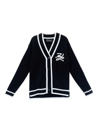 Karl Lagerfeld Soutache Autograph Cardigan In Black