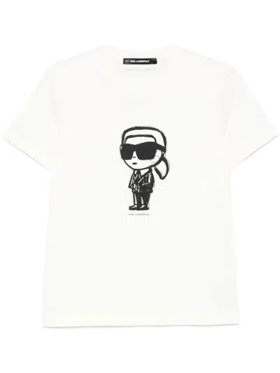 Karl Lagerfeld Cream Short Sleeve Crew Neck T Shirt In Cannoli Cream
