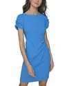 Karl Lagerfeld Ruched Sleeve Sheath Dress In French Blue
