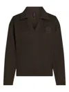 Karl Lagerfeld Crest-embroidered Polo Shirt In Brown
