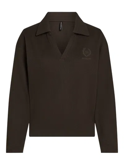 Karl Lagerfeld Crest-embroidered Polo Shirt In Brown