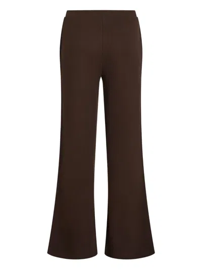 Karl Lagerfeld Crest-embroidered Trousers In Brown