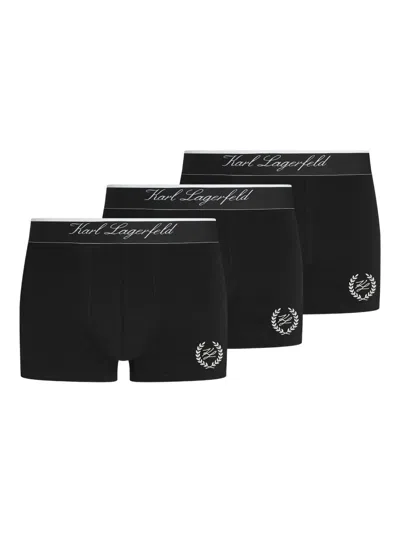 Karl Lagerfeld Crest-logo Boxers (pack Of Three) In Black