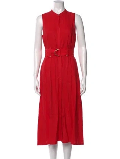 Pre-owned Karl Lagerfeld Crew Neck Midi Length Dress In Red