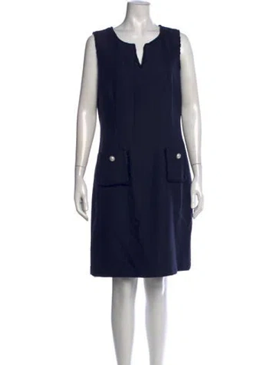 Pre-owned Karl Lagerfeld Crew Neck Mini Dress In Black/blue