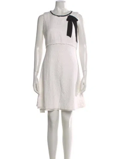 Pre-owned Karl Lagerfeld Crew Neck Mini Dress In White