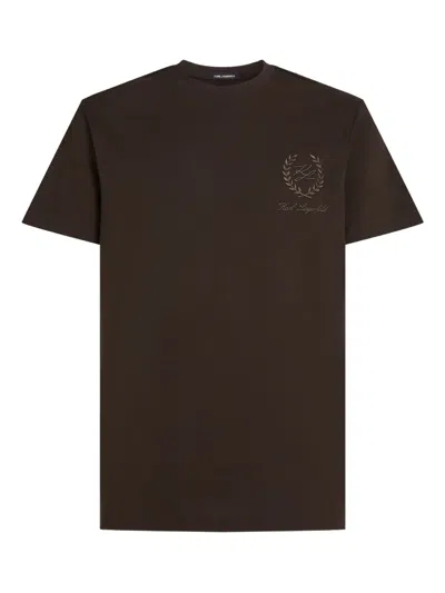 Karl Lagerfeld Crew-neck T-shirt In Brown