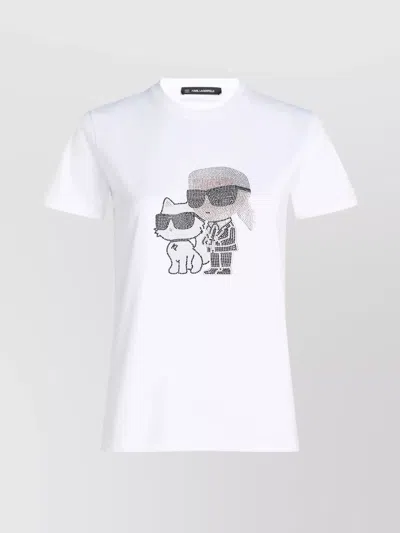 Karl Lagerfeld Crew Neck T-shirt Rhinestone Embellishments