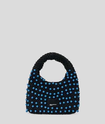 Karl Lagerfeld Crochet Beaded Top Handle Bag