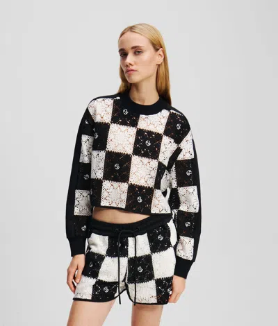 Karl Lagerfeld Crochet Cropped Sweater