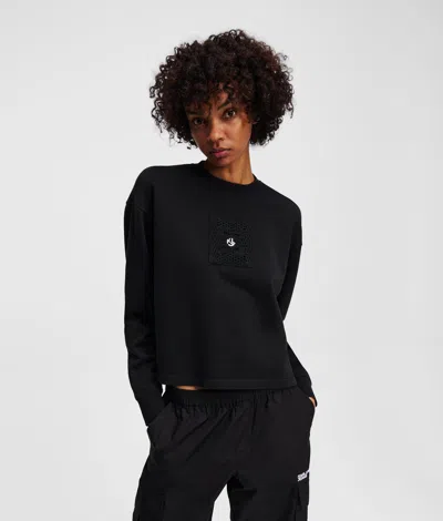Karl Lagerfeld Crochet Klj Monogram Sweatshirt In Black