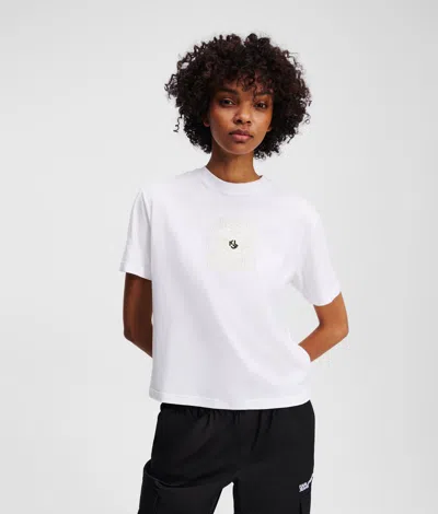Karl Lagerfeld Crochet Klj Monogram T-shirt In White