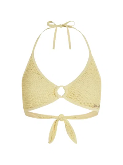 Karl Lagerfeld Crochet Triangle Bikini Top In Yellow