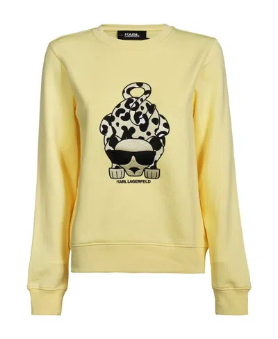Karl Lagerfeld Crocodile Logo Sweatshirt In Nude