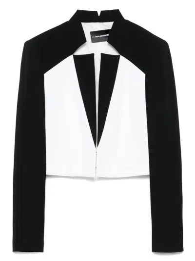 Karl Lagerfeld Cropped Blazer In White